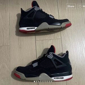 Jordan Men's Black and Gray Sneakers with Red Accents